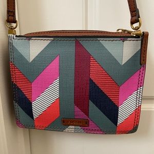 Fossil Multicolor Geometric Print Crossbody Bag